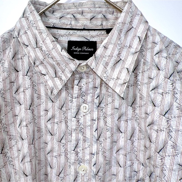 シャツ 長袖 ストライプシャツ 幾何学模様 柄シャツ 総柄 オーバーサイズ 古着 メンズのトップス(シャツ)の商品写真