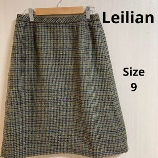 レリアン(leilian)の12a267 Leilian レディース　100％毛素材　チェック柄スカート(ひざ丈スカート)