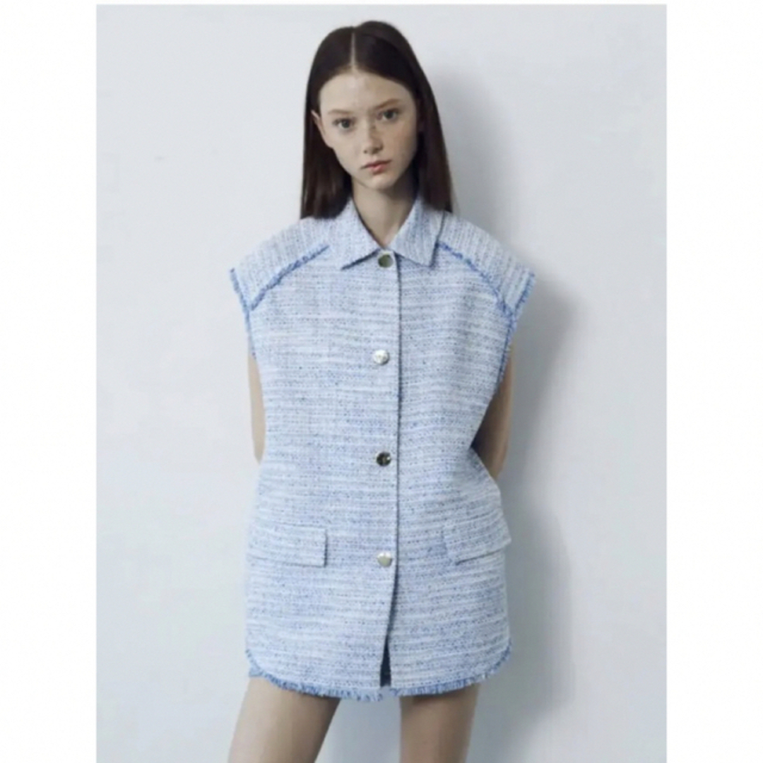 Mystrada - ZARA フリンジトリムテクスチャーベスト Mystrada - ZARA フリンジトリムテクスチャーベスト