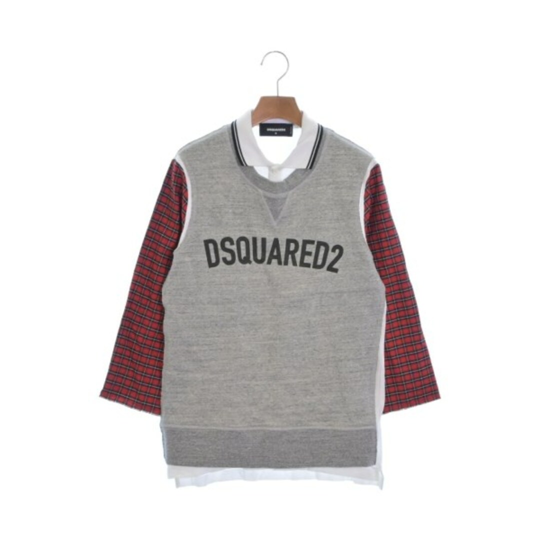 ボタン袖丈DSQUARED スウェット M グレーx赤x白等(チェック)