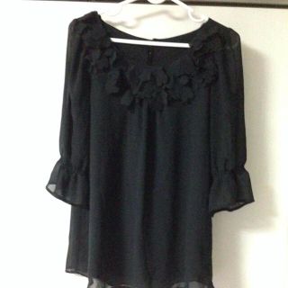 ミッシュマッシュ(MISCH MASCH)の黒フリル♡シフォンブラウスきれいめ♡(シャツ/ブラウス(長袖/七分))