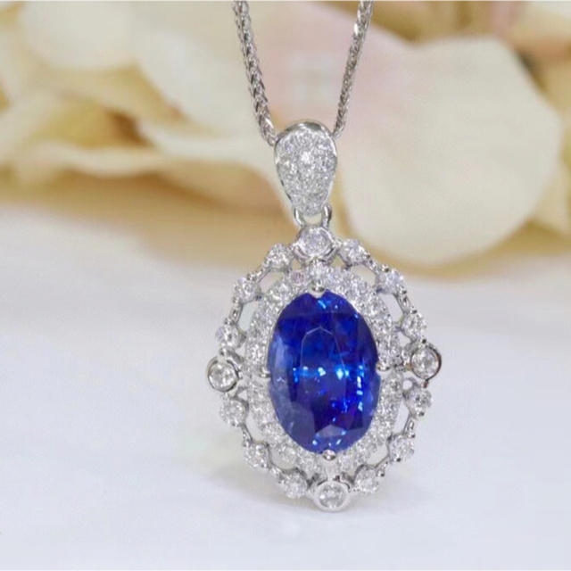 天然 ロイヤルブルーサファイア ダイヤ  ペンダントトップ3.4ct f