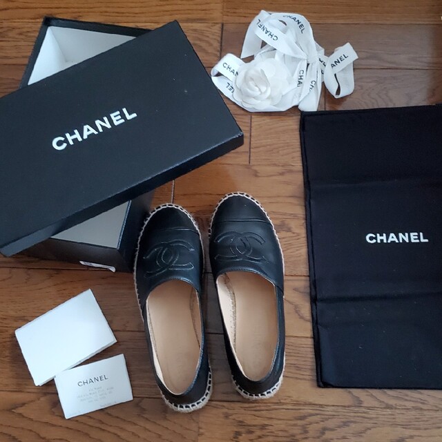 CHANEL シャネル エスパドリーユ キャンバス スリッポン 靴 無料配達