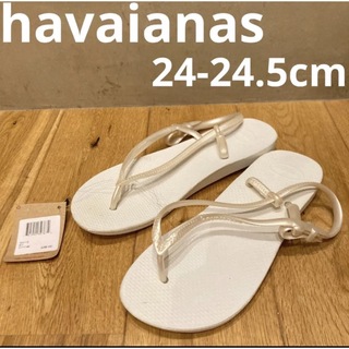 ハワイアナス(havaianas)の新品送料込み　ハワイアナス　サンダル　ホワイト　24cm(ビーチサンダル)