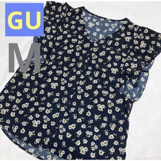 ジーユー(GU)のGU ジーユー　トップス　カットソー　半袖　花柄　シャツ(Tシャツ(半袖/袖なし))