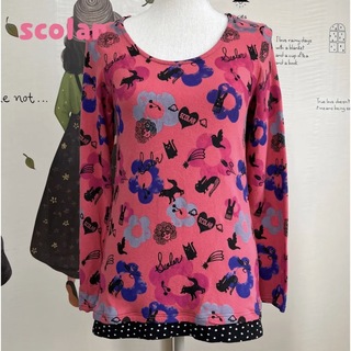 スカラー(ScoLar)の♥️最終価格♥️∇377 スカラー ピンク系 プリントTシャツ(Tシャツ(長袖/七分))