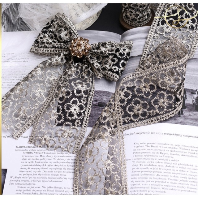オーガンジー花刺繍レースリボンテープ ハンドメイドの素材/材料(生地/糸)の商品写真