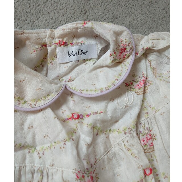 baby Dior - ベビーディオール 襟つき 半袖 ワンピース 花柄／80cmの