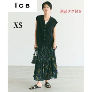 アイシービー(ICB)の【iCB】アイシービー 新品タグ付き コラボプリントスカート XS ブラック(ロングスカート)