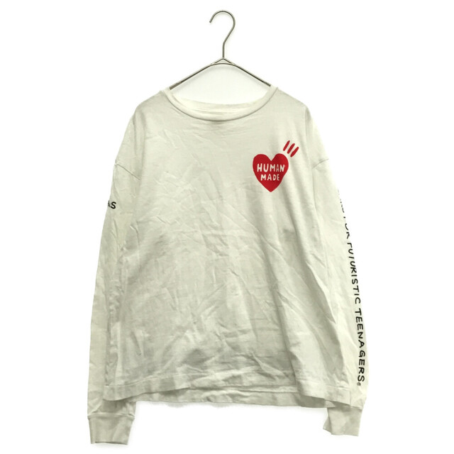 HUMAN MADE(ヒューマンメイド)のHUMAN MADE ヒューマンメイド HUMAN MADE HEART LOGO L/S TEE ハートロゴ ロングスリーブカットソー ホワイト メンズのトップス(Tシャツ/カットソー(七分/長袖))の商品写真