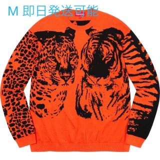 シュプリーム(Supreme)のSupreme Big Cats Jacquard L/S Top Orange(ニット/セーター)