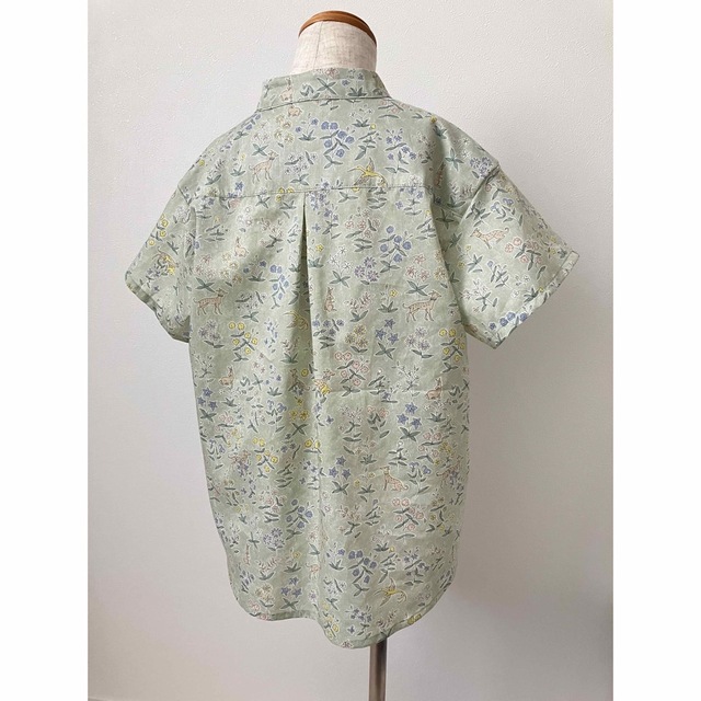 ハンドメイド リバティMille Fleursのスタンドカラーシャツ110 ハンドメイド リバティMille Fleursのスタンドカラーシャツ110