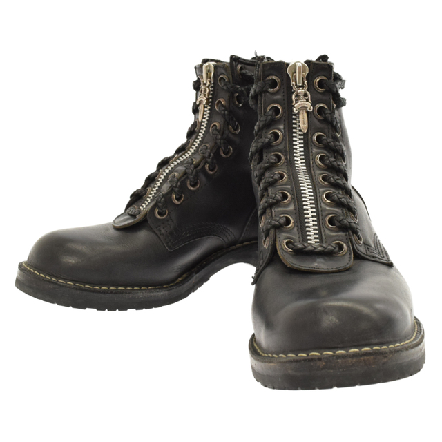 CHROME HEARTS クロムハーツ ×WESCO FIREMAN ウエスコ ファイヤーマン センターダガージップレースアップレザーブーツ 9.5E ブラック208センチヒール