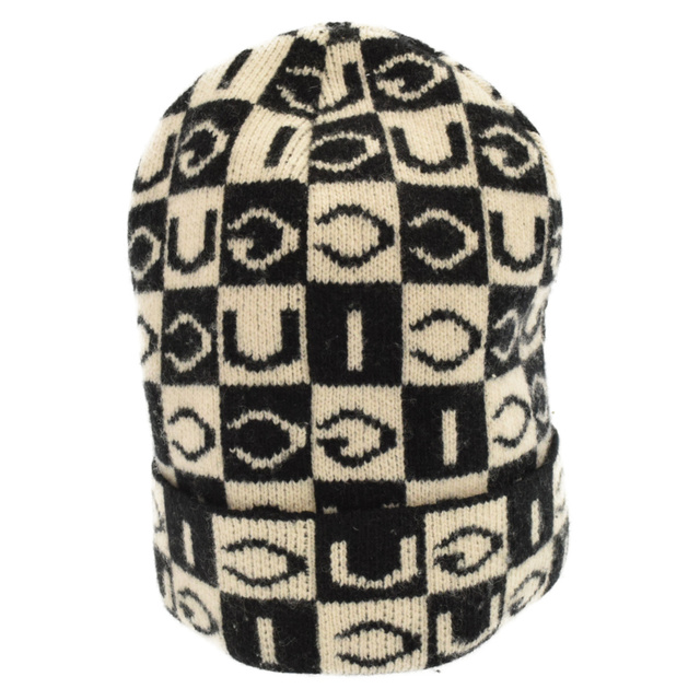 GUCCI グッチ wool knitcap 595981 GG総柄 ニット帽 ブラック/ホワイト