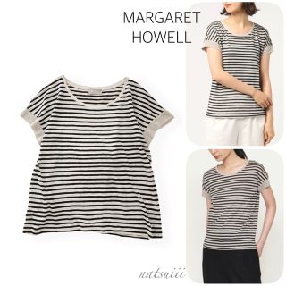 マーガレットハウエル(MARGARET HOWELL)のマーガレットハウエル . リネン ボーダー ワイド プルオーバー(ニット/セーター)