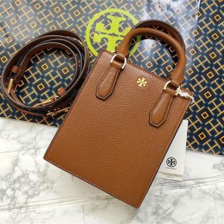 トリーバーチ(Tory Burch)のTORY BURCH トリーバーチ レザー ミニ トートバッグ クロスボディ 茶(ハンドバッグ)