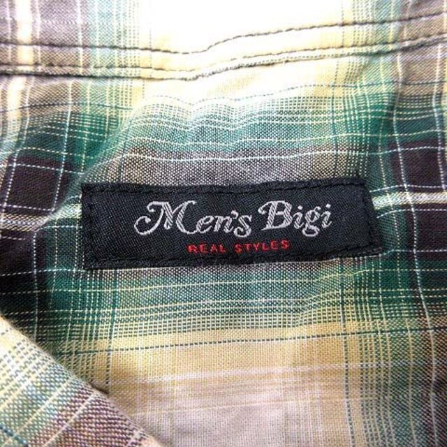 MEN'S BIGI(メンズビギ)のMEN'S BIGI シャツ チェック 半袖 04 緑 グリーン 茶 ブラウン メンズのトップス(シャツ)の商品写真