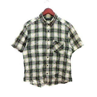 メンズビギ(MEN'S BIGI)のMEN'S BIGI シャツ チェック 半袖 04 緑 グリーン 茶 ブラウン(シャツ)