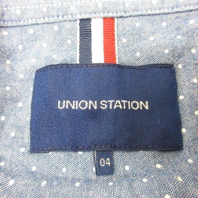 UNION STATION(ユニオンステーション)のユニオンステーション ボタンダウンシャツ ドット 長袖 青 ブルー レディースのトップス(シャツ/ブラウス(長袖/七分))の商品写真