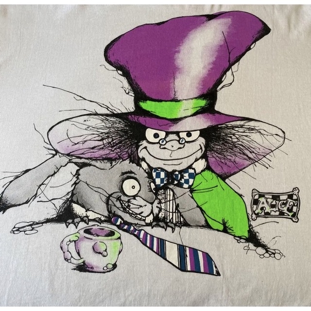 ふしぎの国のアリス(フシギノクニノアリス)の90s ANDAZIA 不思議の国のアリス Mad Hatter  TシャツXL メンズのトップス(Tシャツ/カットソー(半袖/袖なし))の商品写真