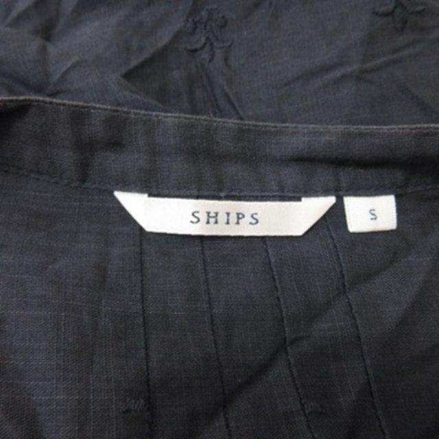 SHIPS(シップス)のシップス チュニック フレンチスリーブ刺繍 レース 麻混 リネン混 S 紺  レディースのトップス(チュニック)の商品写真