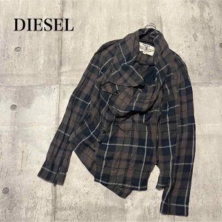 ディーゼル(DIESEL)のDIESEL ディーゼル　チェック柄　変形シャツ　2way ブラウン　S(シャツ/ブラウス(長袖/七分))