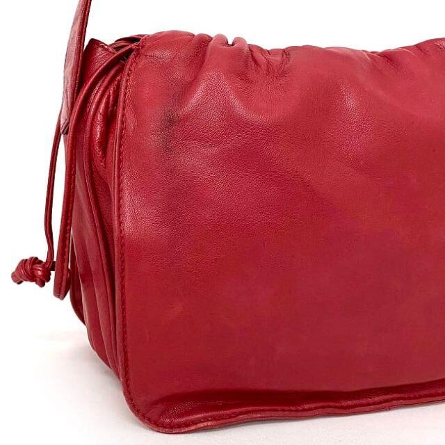 LOEWE】ショルダーバッグ アナグラム 巾着型 柔らかレザー レッド