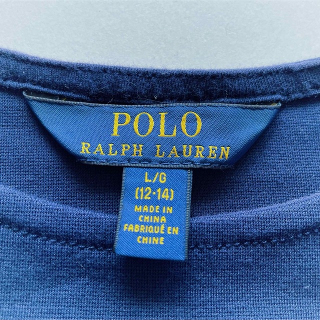 POLO RALPH LAUREN(ポロラルフローレン)の美品 ポロラルフローレン フレアワンピース サッシュベルト リボン 濃紺 150 キッズ/ベビー/マタニティのキッズ服女の子用(90cm~)(ワンピース)の商品写真