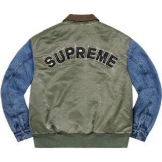 シュプリーム(Supreme)のDenim Sleeve MA-1 デニムスリーブ　S olive(ミリタリージャケット)