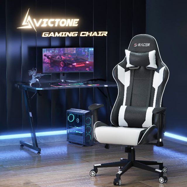 Victone ゲーミングチェア ゲーム用椅子 「メーカー一年」 リクライニング