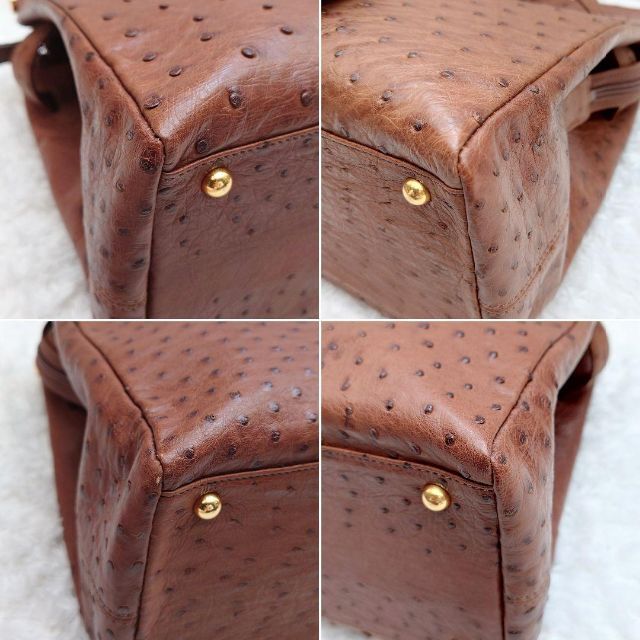 極美品 ルイフェロー 2way ショルダーバッグ オーストリッチ タグ付き
