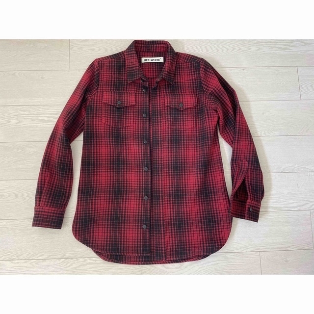 最終値下げ】OFF-WHITE ネルシャツ XS 赤 チェックシャツ 希少 芸能人