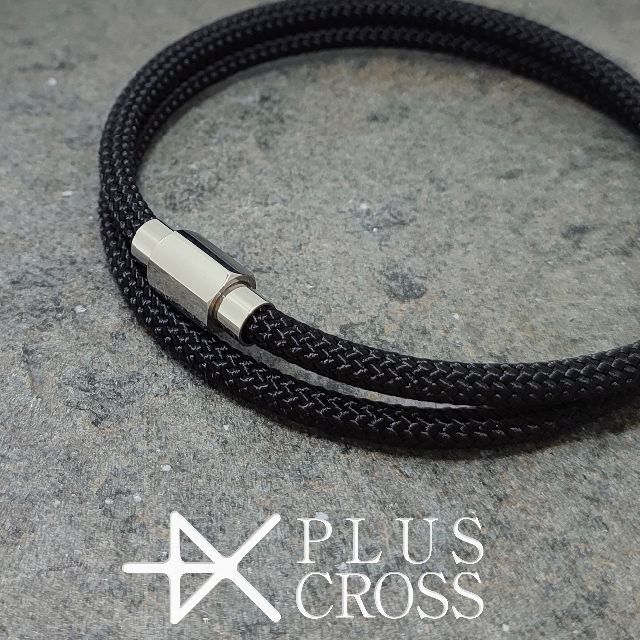 磁気ネックレス PLUSCROSS HM 肩こり 首こり BK/SV 50cm