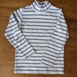 ムジルシリョウヒン(MUJI (無印良品))のセール　120　無印良品　グレーボーダー　ハイネック(Tシャツ/カットソー)