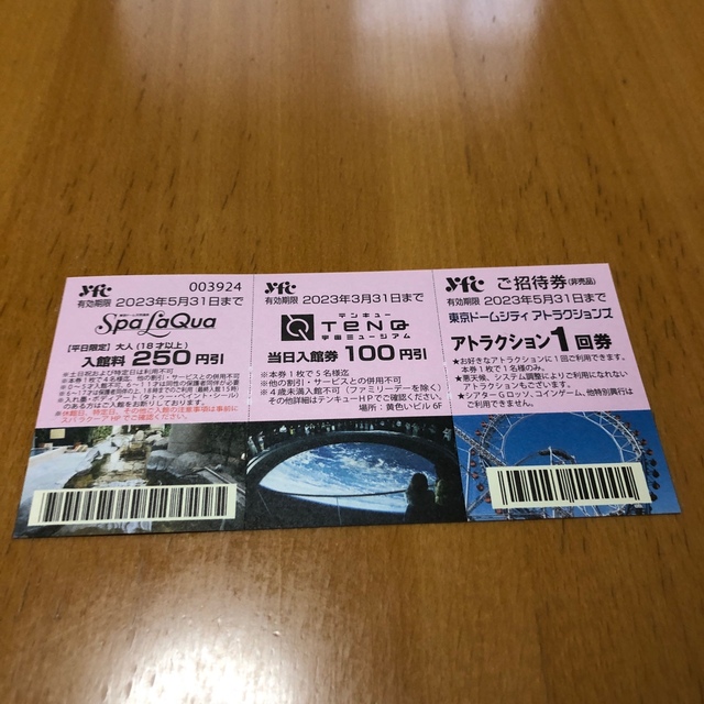 後楽園東京ドームシティアトラクションチケット2枚★有効期限2023年5月31日 チケットの施設利用券(遊園地/テーマパーク)の商品写真