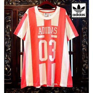 アディダス(adidas)のアディダス Tシャツ ネオンピンク ストライプ ユニフォーム ジャージ パーカー(Tシャツ(半袖/袖なし))