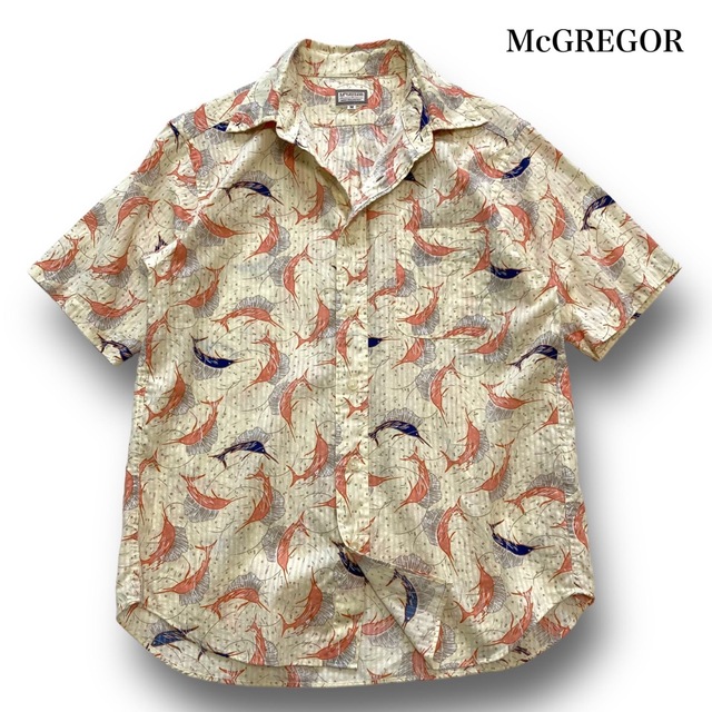 ブランドMcGREGOR【McGREGOR】マクレガー 半袖総柄シャツ カジキ魚柄アロハシャツ (M)