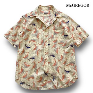 【McGREGOR】マクレガー 半袖総柄シャツ カジキ魚柄アロハシャツ (M)