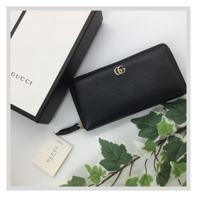 GUCCI グッチ GGマーモント ラウンド 長財布 ブラック レザー 半額