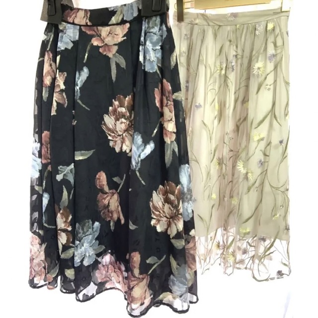Mystrada(マイストラーダ)のマイストラーダ　エアリーフレア　チュール刺繍スカート　Mystrada ノエラ レディースのスカート(ロングスカート)の商品写真