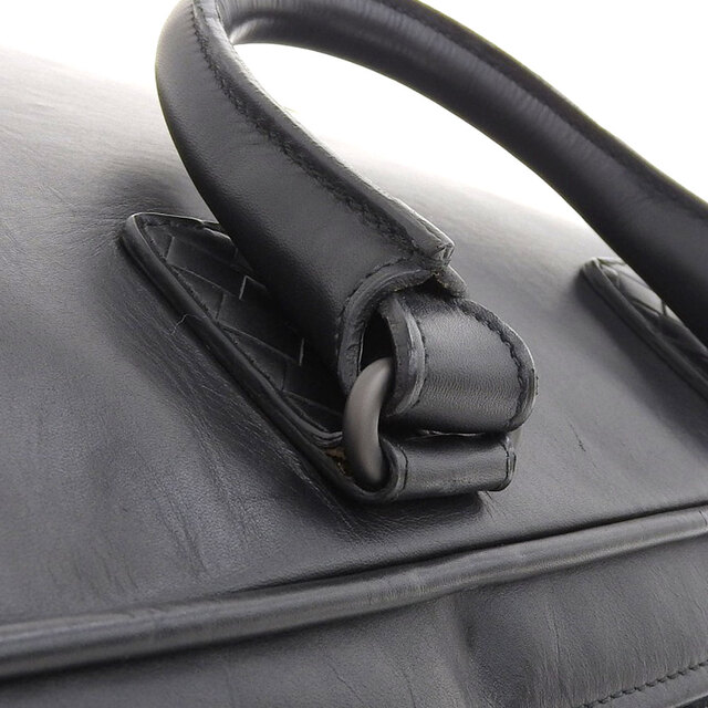 【本物保証】 布袋付 超美品 ボッテガヴェネタ BOTTEGA VENETA イントレチャート ブリーフケース 書類カバン ビジネスバッグ 黒 155168