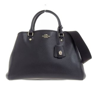 アザー(other)の【本物保証】 超美品 コーチ COACH ハンドバッグ ショルダーバッグ 2WAYバッグ クロスグレインレザー ブラック 黒 F34607(ハンドバッグ)