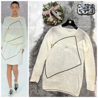 シャネル(CHANEL)の本物 ランウェイモデル シャネル スクエアライン COCO装飾 ニット セーター(ニット/セーター)