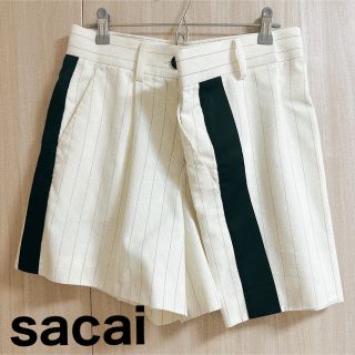 サカイ(sacai)のSacaiサカイ　ホワイトストライプショットパンツ(ショートパンツ)