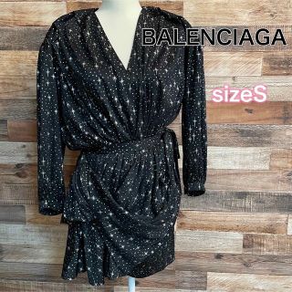 BALENCIAGA バレンシアガ 美品 ブラックシルクワンピース