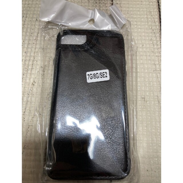 ブラック 黒 iPhone7 8 SE2 SE3 マグネット 背面 カードケース スマホ/家電/カメラのスマホアクセサリー(iPhoneケース)の商品写真
