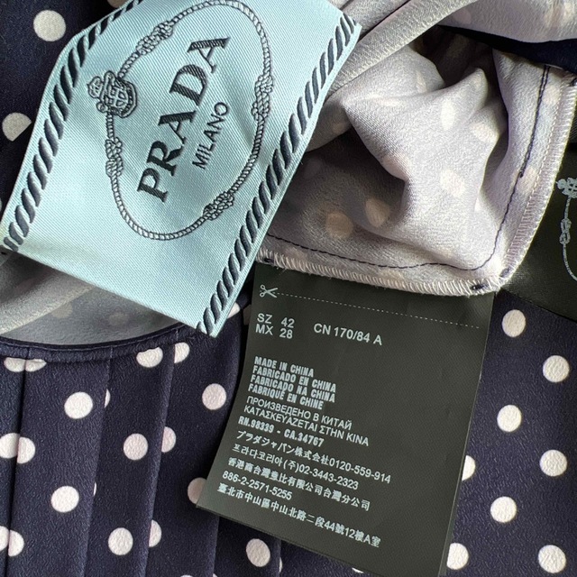 極美品 PRADA プラダ ドット プリーツ ワンピース ドレス