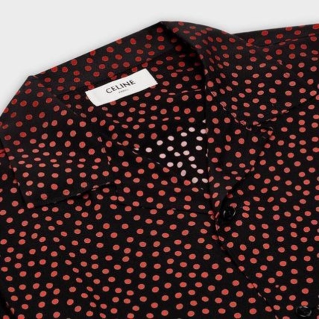CELINE セリーヌ ビスコースハワイアンプリント シャツ 黒×赤 40 新品-