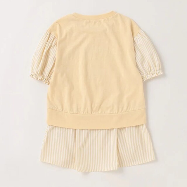 petit main(プティマイン)のpetit main　カレッジロゴ切替えTシャツ　クリーム　140cm キッズ/ベビー/マタニティのキッズ服女の子用(90cm~)(Tシャツ/カットソー)の商品写真