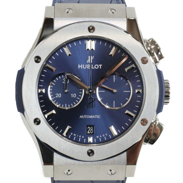 【ギャラ有】HUBLOT　ウブロ　クラシック　フュージョン　クロノグラフ　チタニウム　ブルー　42ｍｍ　541.NX.7170.LR　自動巻き　デイト　ラバー　アリゲーター　メンズ　腕時計松前R56号店